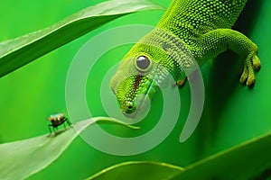 Green gecko lizard