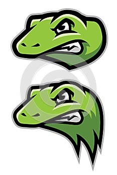 Green Gecko, Lizard, Reptile Head Logo Mascot