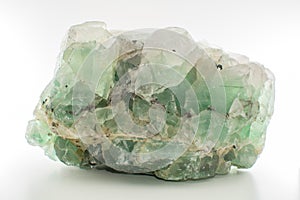 Green gemstone natural mineral fluoride or green beryl isolated