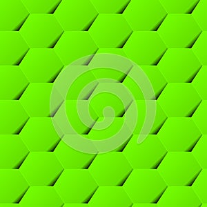 Green geometric hexagon background seamless pattern with shadow