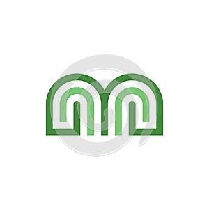 green geometric letter m logo vector icon