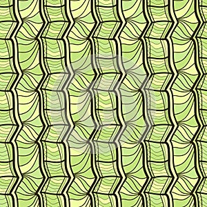 Green geometric ornament. Vector seamless pattern. Modern art deco stylish texture. Geometrical ethnic print for textile and wallp