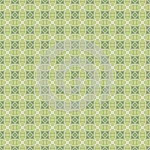 Green Geometric pattern in repeat. Fabric print. Seamless background, mosaic ornament, ethnic style.