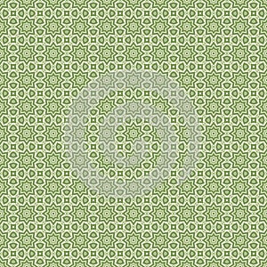 Green Geometric pattern in repeat. Fabric print. Seamless background, mosaic ornament, ethnic style.
