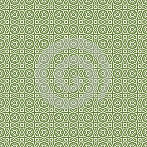 Green Geometric pattern in repeat. Fabric print. Seamless background, mosaic ornament, ethnic style.