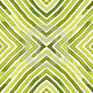 Green Geometric Watercolor. Delicate Seamless Patt