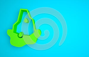 Green Glacier melting icon isolated on blue background. Minimalism concept. 3D render illustration
