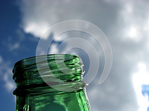 Green glass and blue sky