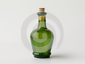 Green Glass Bottle with Cork Stopper