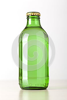 Green glass bottle of sparkling water