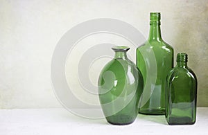 Green glass bottles