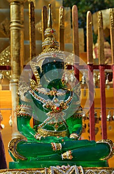 Green glass Buddha statue. Wat Phra That Doi Suthep temple. Chiang Mai. Thailand