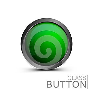 Green glass button