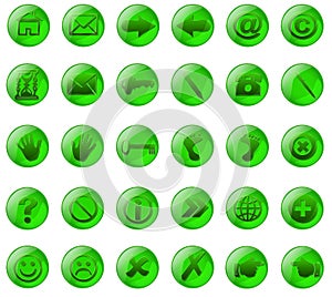 Green glass buttons
