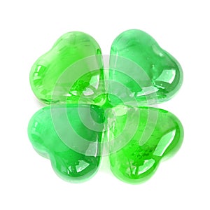 Green glass four leaf clover shape