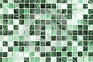 green glass mosaic wall background.