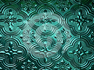 Green glass plate backlit