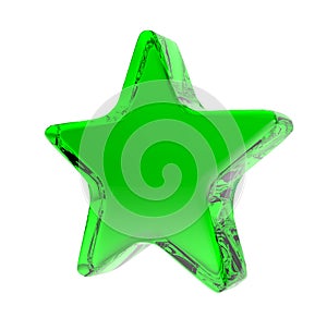 Green Glass Transparent Award Five Pointed Star Icon 3D Rendering Image