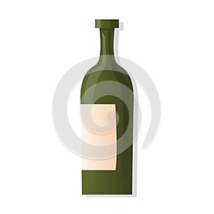 Green glass wine bottle cartoon illustration