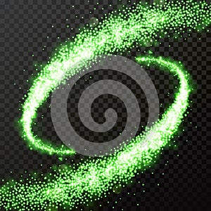 Green glitter comet particle light vector twirl