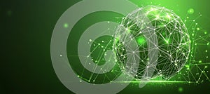 Green Global Network, Futuristic Technology Background, Plexus Structure, 3D Rendering