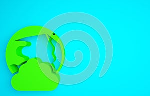 Green Global technology or social network icon isolated on blue background. Minimalism concept. 3d illustration 3D