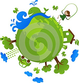 Green globe eco concept