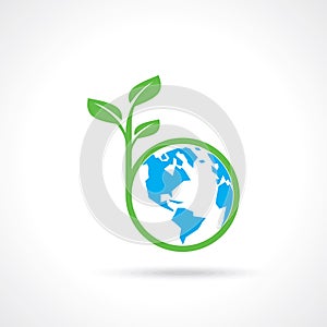 Green globe with green tree america photo