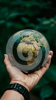 Green globe isolated, symbolizing interconnectedness of global travel