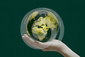 Green globe isolated, symbolizing interconnectedness of global travel