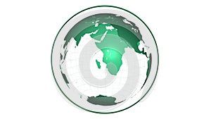 Green globe spinning on white background