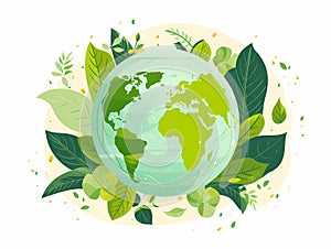 A Green Globe Surrounded By Leaves