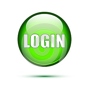 Green glossy login button on white