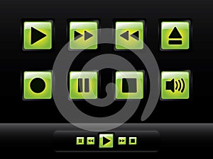 Green glossy music buttons