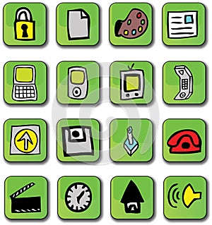 Green Glossy Web Icons