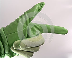 Verde guantes muestra la ley 