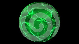 Green glowing energy ball over transparent background