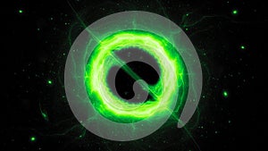 Green glowing forming of accretion disk photo