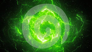 Green glowing high energy lightning
