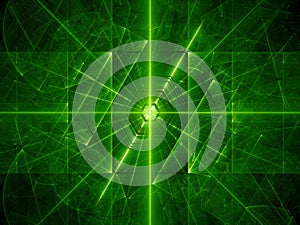 Green glowing laser beams background