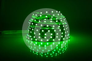 Green glowing LED garland