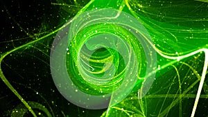 Green glowing multidimensional quantum force field with elementary particles