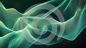 Green glowing particle wave abstract digital background