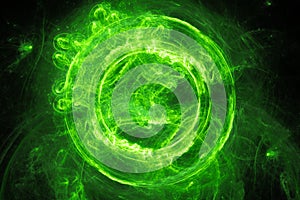 Green glowing plasma flame portal
