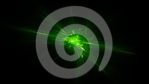 Green glowing quantum weapon in space isolated