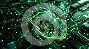 The glowing cybersecurity circuit.AI generated image