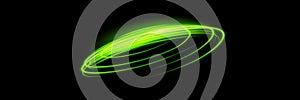 Green glowing shiny lines effect vector background. Luminous white lines of speed. Light glowing effect