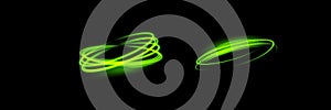 Green glowing shiny lines effect vector background. Luminous white lines of speed. Light glowing effect