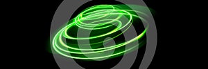 Green glowing shiny lines effect vector background. Luminous white lines of speed. Light glowing effect