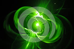 Green glowing spinning neutron star photo